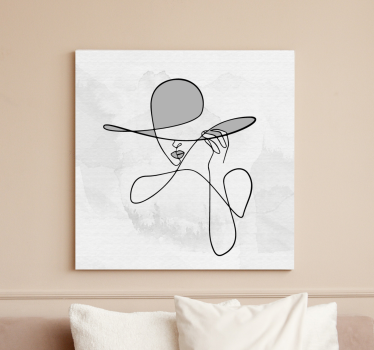 Minimalistisk kvinna med hatt hall canvastavlor - Tenstickers
