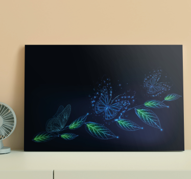 Neon blommor och fjärilcanvas tavla bild - Tenstickers