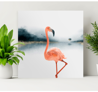 Original oljemålade flamingos väggtryck för vardagsrum - Tenstickers