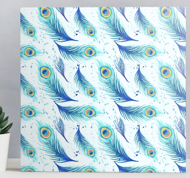 Blå påfågel fjädercanvas tavla - Tenstickers