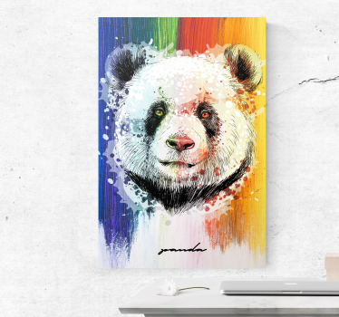 Regnbåge panda djurcanvas tavla - Tenstickers
