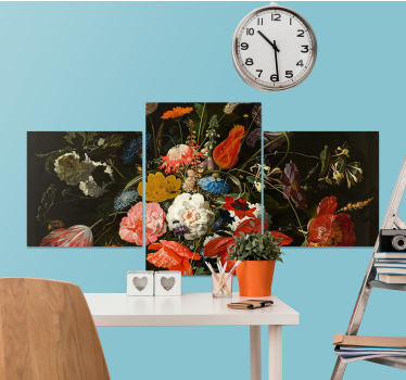 Röd blå och vita blommorcanvas tavla konst - Tenstickers