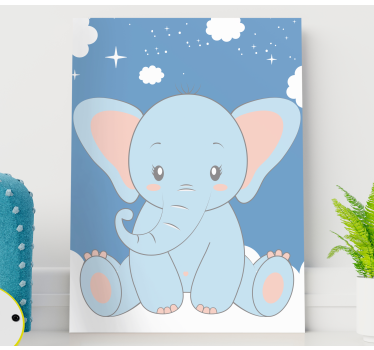Söt baby tecknad elefant blå väggbilder för barnkammare - Tenstickers