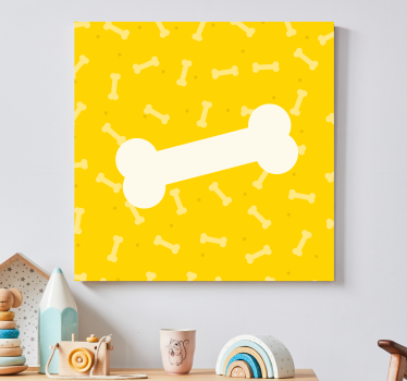 Söt gul bakgrund hund ben canvas bilder - Tenstickers