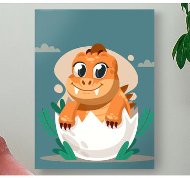 Söt kläckande bebisdinosaurie kanvas - Tenstickers