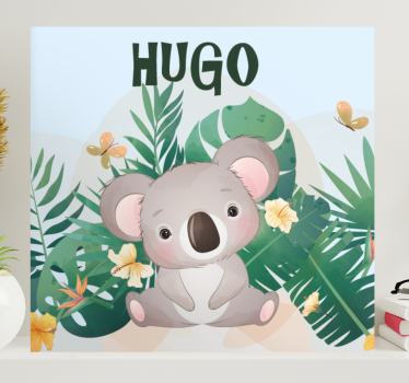 Söt koala för pojke med namn anpassningsbara canvas tavla - Tenstickers