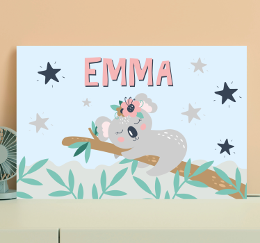 Söt koala för tjej med namn anpassningsbara kanfavtryck - Tenstickers