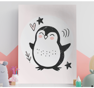 Söt ritad baby pingvin doodle vägg bilder för barnkammare - Tenstickers