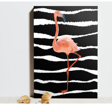 Söt rosa flamingo på ränder djur kanfas - Tenstickers