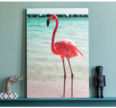 Söta flamingos på stranden master sovrumcanvas tavla canvas tavla - Tenstickers