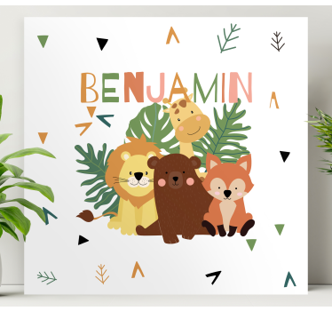 Söta vilda djur med blad djur canvas - Tenstickers