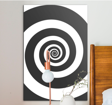 Svartvitt hypnotisk retro spiralcanvas tavla konst - Tenstickers