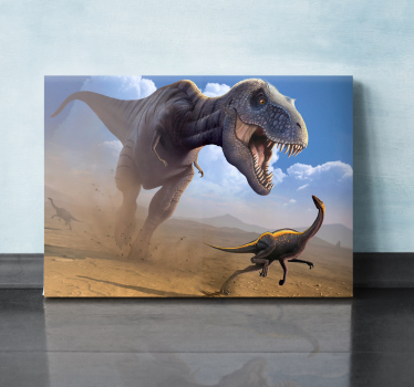 T-rex-jakt Kanvas dinosaurie - Tenstickers