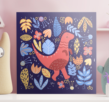 Tecknad barnlig dinosaurie canvas tavla - Tenstickers