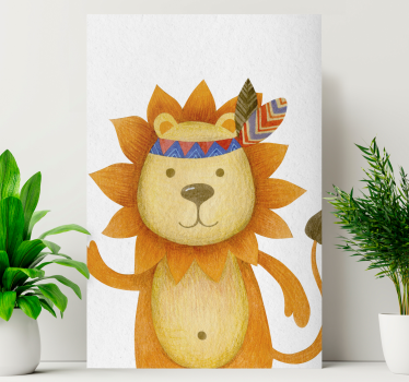 Tecknade lejon djurcanvas tavla - Tenstickers