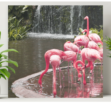 Trevligt landskap rosa flamingos kökcanvas tavla konst - Tenstickers
