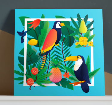 Tropiska fåglar med frukt fågelcanvas tavla canvas tavla - Tenstickers