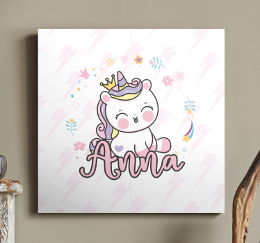 Vackra baby unicorn anpassningsbara kanfasavtryck - Tenstickers