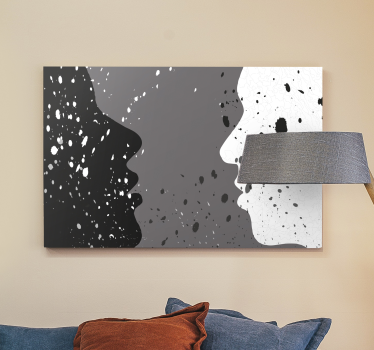 Vita och mörka halva ansikte människor och karaktärcanvas tavla t - Tenstickers
