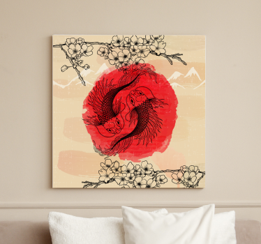 Ying yang fiskar fiskcanvas tavla konst - Tenstickers