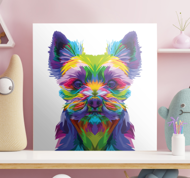 Yorkshire färgglada mönster hund canvas bilder - Tenstickers