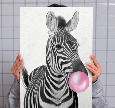 Zebra med tuggummi Kanvas djur - Tenstickers