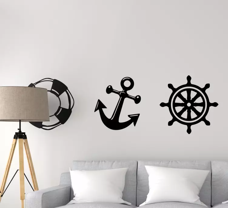 3 marina symboler marin vägg klistermärke - Tenstickers