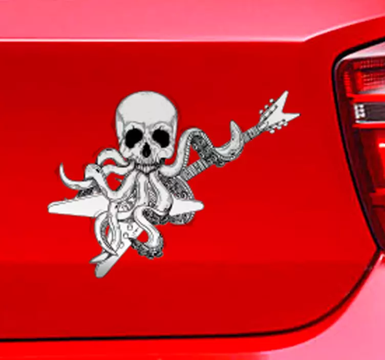 Gitarr bläckfisk rock and roll vägg klistermärke - Tenstickers