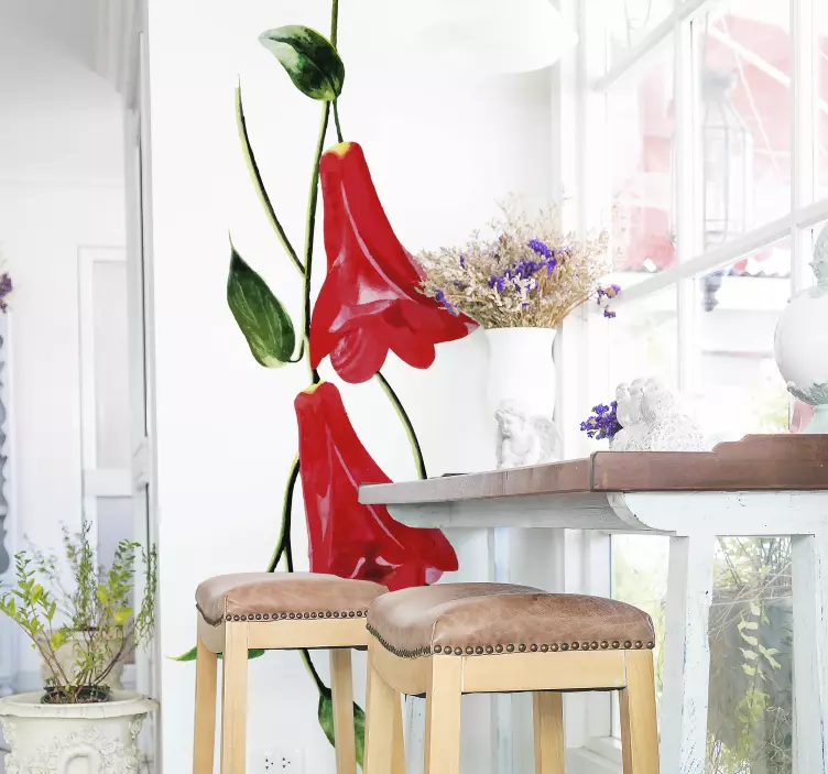 Blomma vardagsrum vägg inredning - Tenstickers