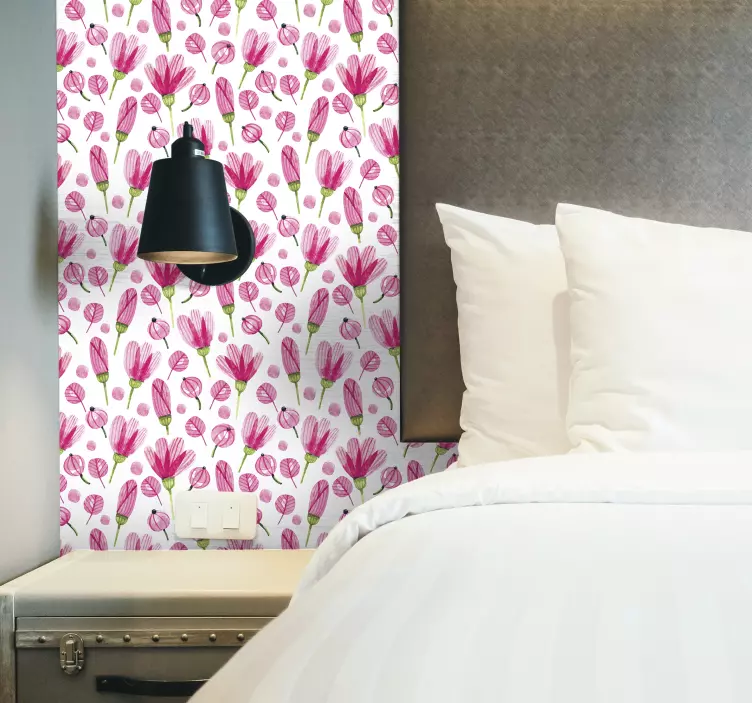 Rosa blommor möbler klistermärke - Tenstickers