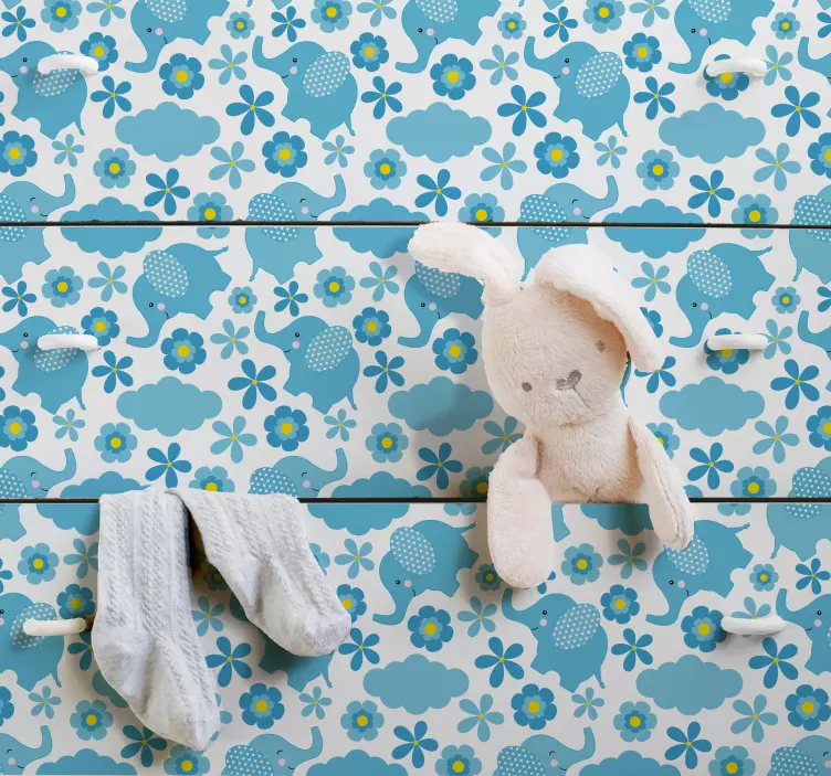 Blommig elefantmönster tapet - Tenstickers