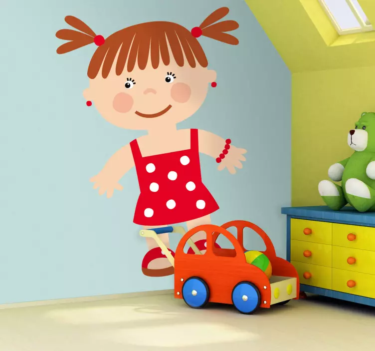 Klistermärke för barn med charmig kvinnosiluett - Tenstickers