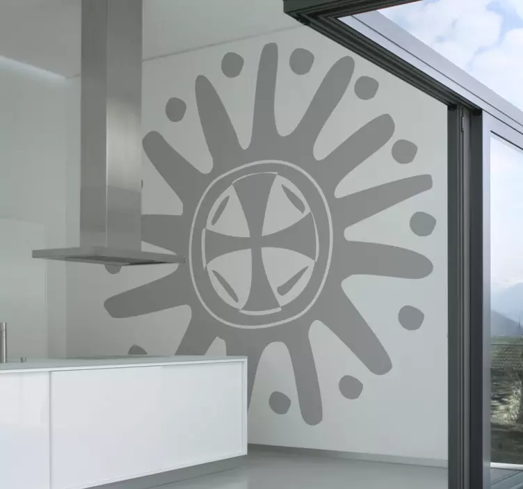 Geometrisk klistermärke stiliserad solform - Tenstickers