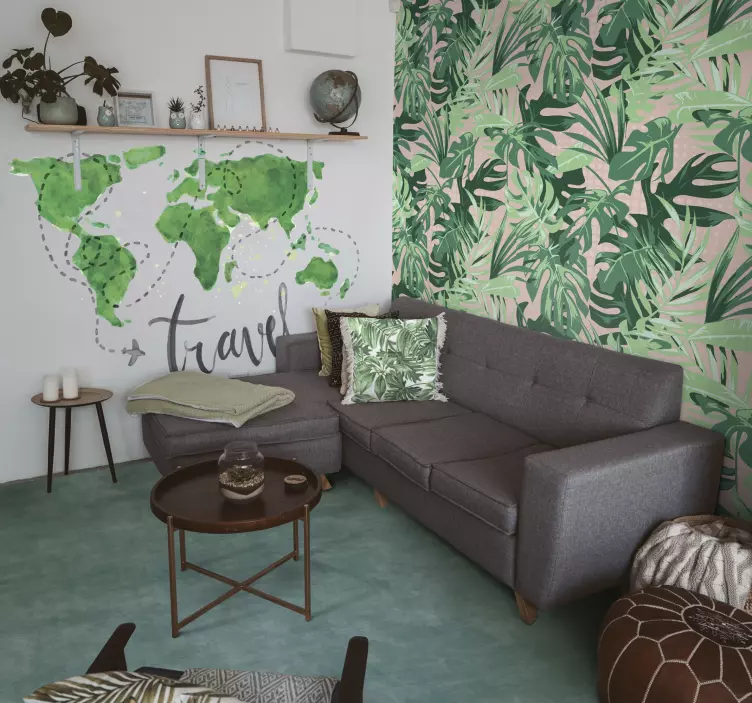 Resa och planet världskarta vägg klistermärke - Tenstickers