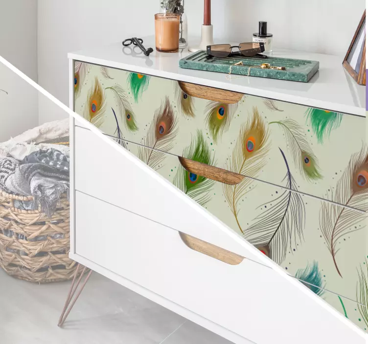 Påfågel fjädrar möbler klistermärke - Tenstickers