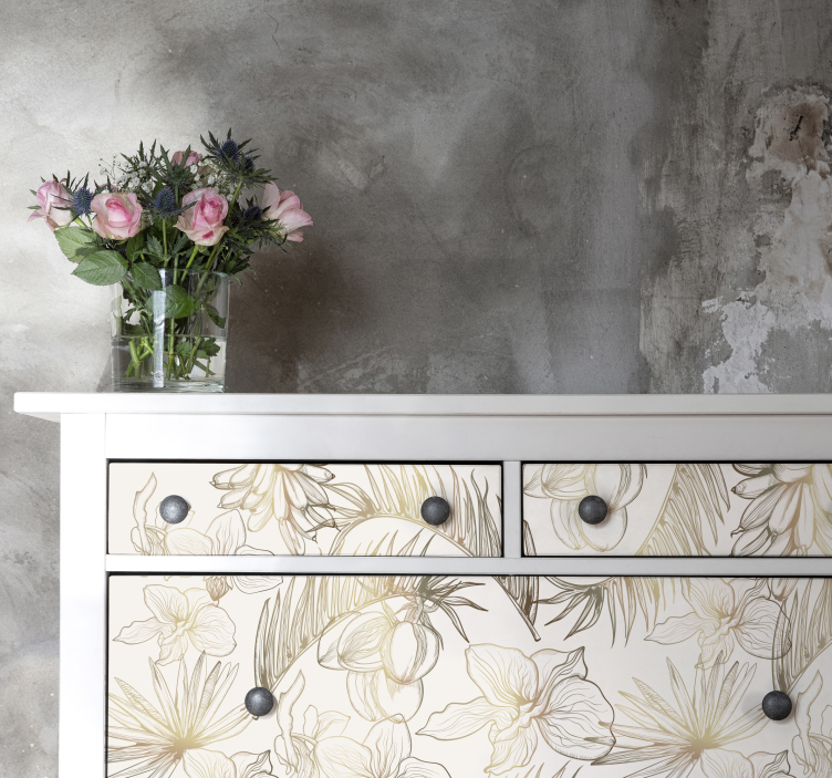 Tropic blommor möbler dekal - Tenstickers