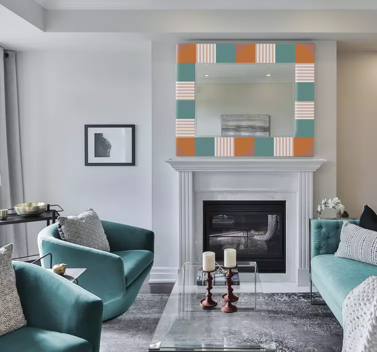 Färgglad geometrisk ram Väggklistermärken djur - Tenstickers