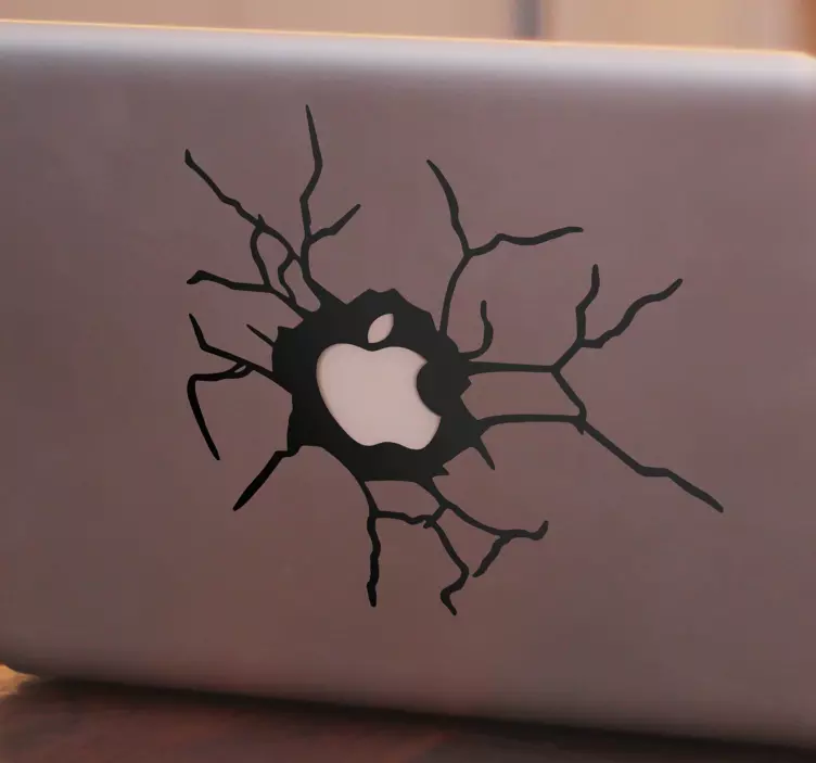 Trasig vägg äpple 3d laptop klistermärke - Tenstickers