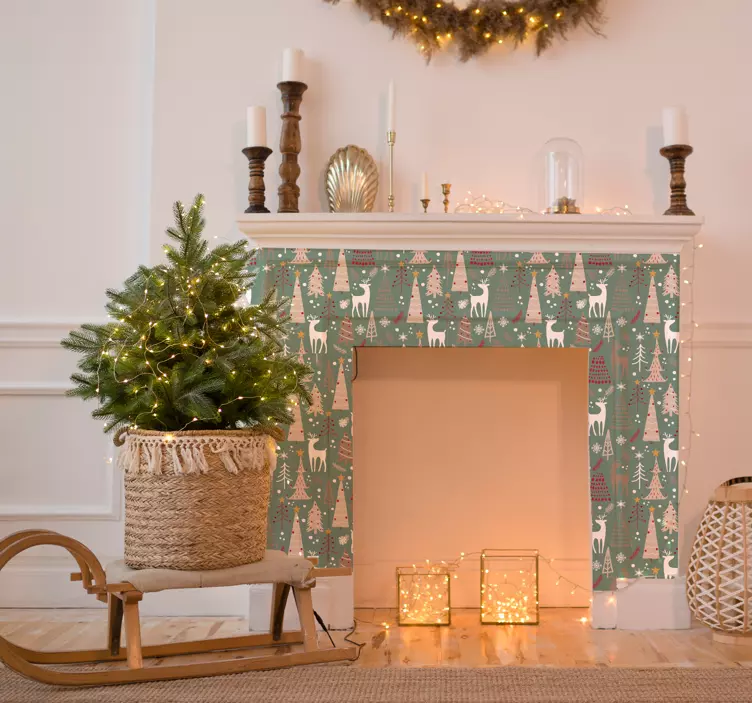 Skog mönster jul klistermärke - Tenstickers