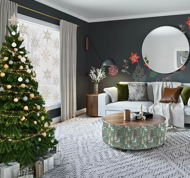 Gyllene snöflingor set juldekal - Tenstickers