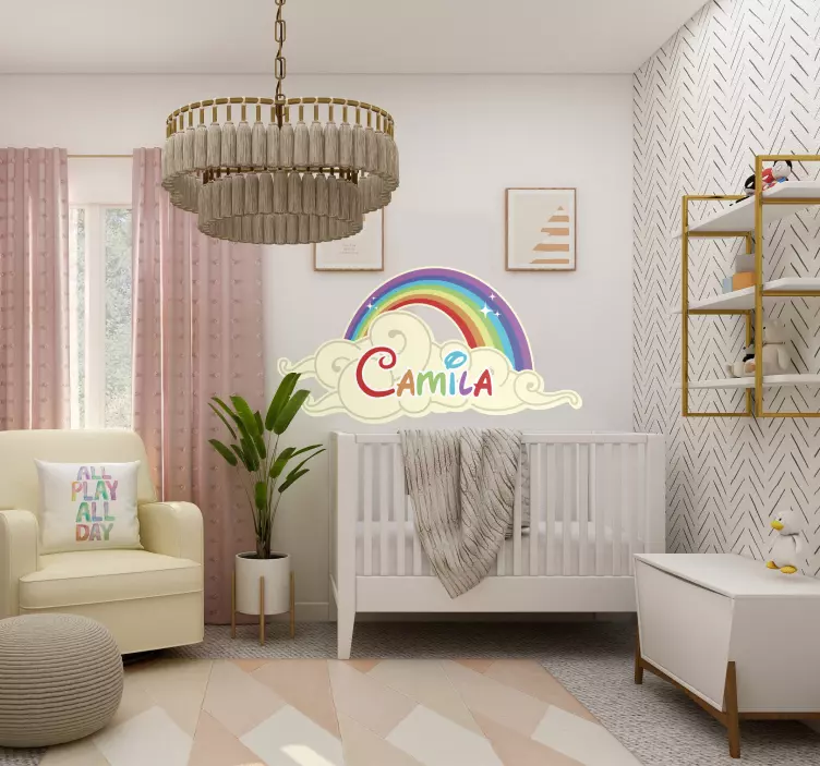 Ungar personifierad regnbåge moln klistermärke - Tenstickers