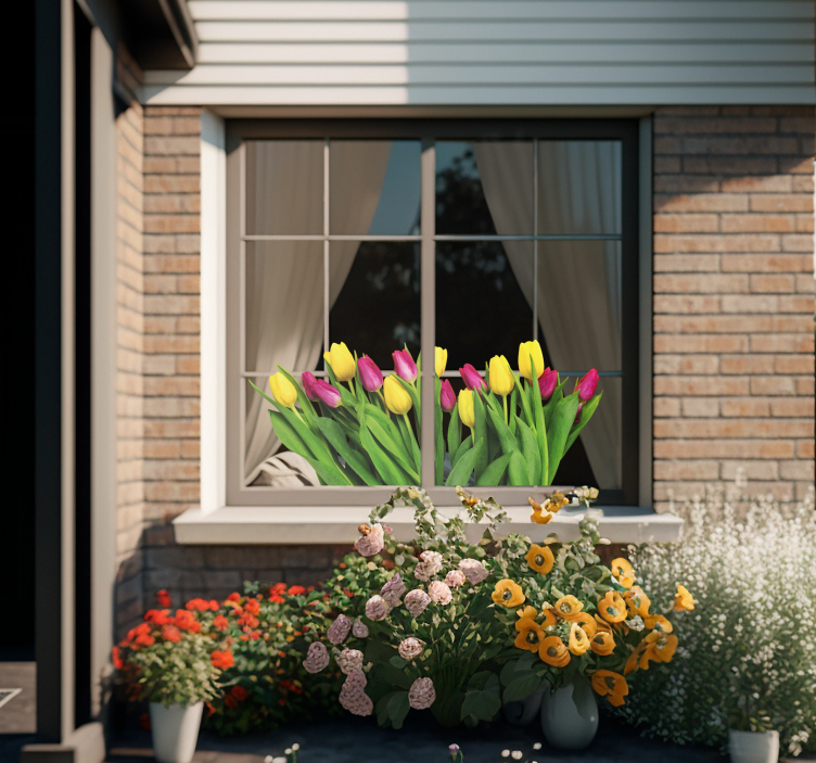 Tulpaner bukett fönster klistermärke - Tenstickers