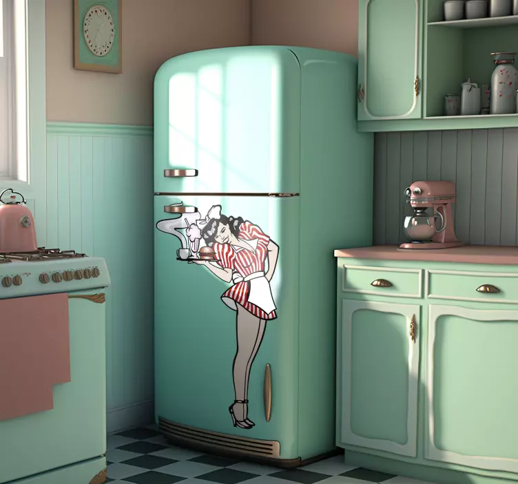 Retro 50-talet servitris klistermärke - Tenstickers