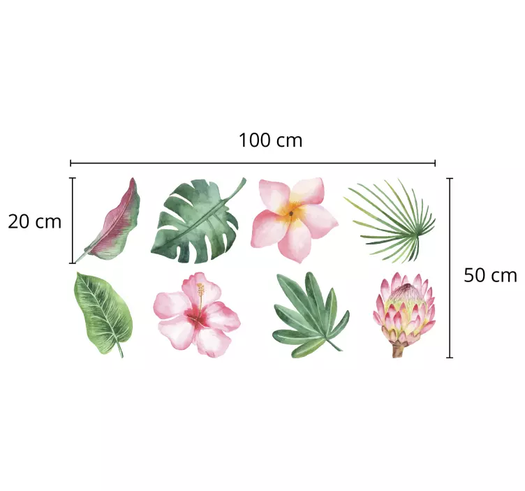 Väggklistermärken djur exotisk blommor komposition - Tenstickers
