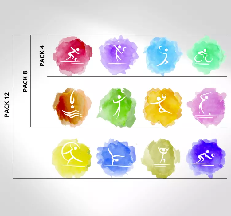 Sport klistermärke färgglada atletiska ikoner - Tenstickers