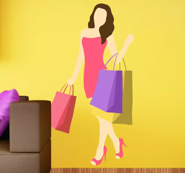 Skyltfönster klistermärken shopping woman illustration - Tenstickers