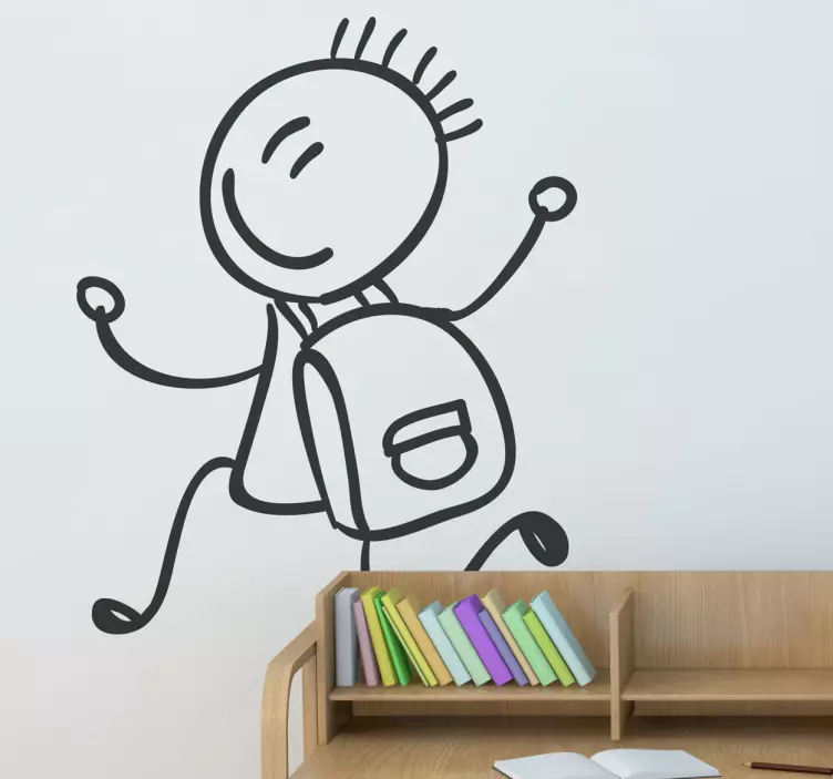 Student med skolväska barn klistermärke - Tenstickers