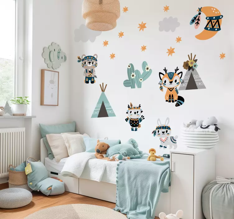 Indisk stil djur Väggklistermärken illustrationer - Tenstickers