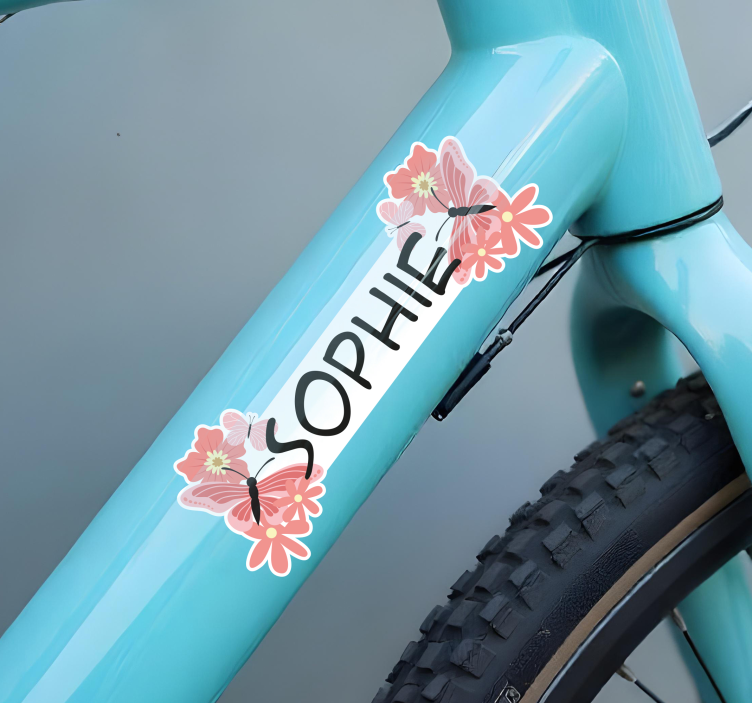 Glad fjäril och blomma klistermärken till cykel - Tenstickers