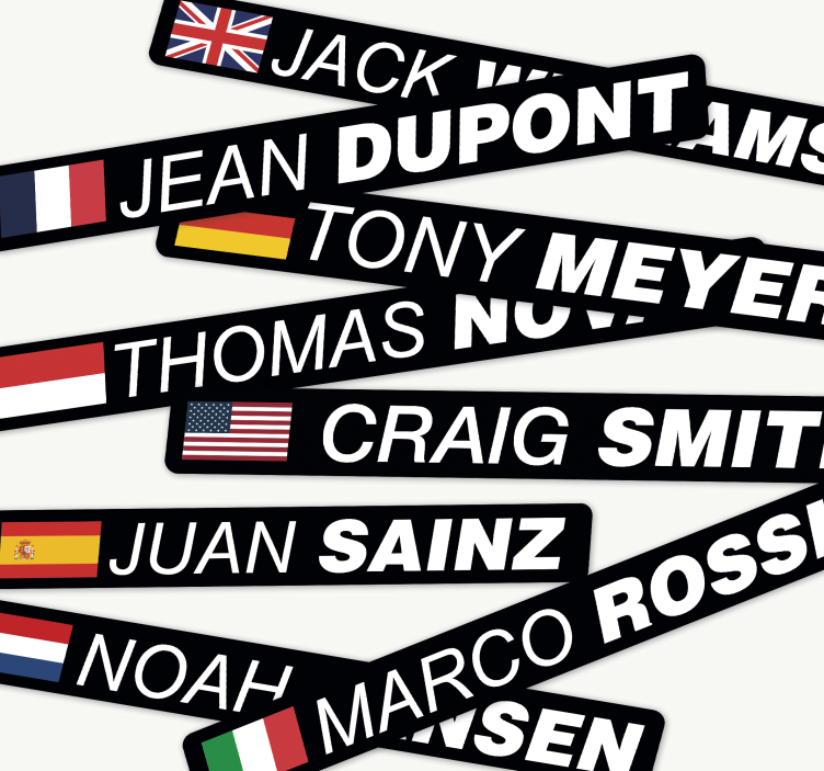 Landsvägscykel med flagga och namn klistermärken till cykel - Tenstickers